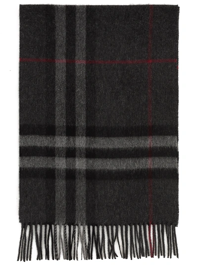 Shop Burberry Classic Check Cashmere Scarf In Charcoal