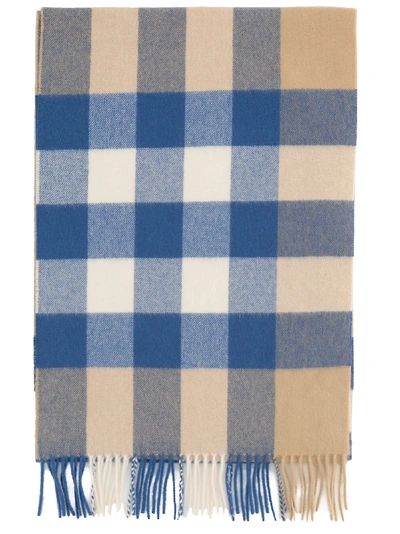 Shop Burberry Check Cashmere Scarf In Arc Beige/inky Blue