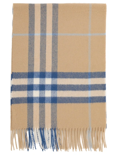 Shop Burberry Giant Check Cashmere Scarf In Arc Beige/inky Blue