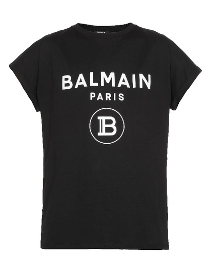 Shop Balmain Logo T-shirt In Noir/blanc