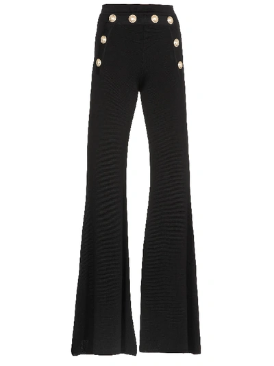 Shop Balmain Plain Color Trousers In Noir