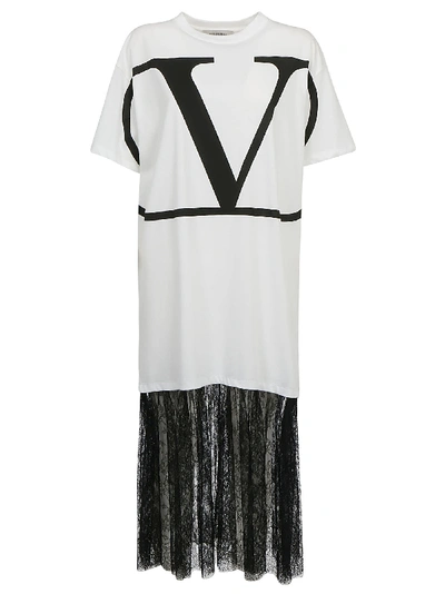 Shop Valentino Dress In Bianco Nero