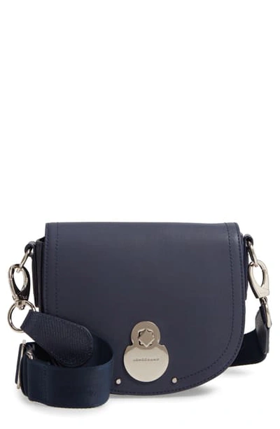 Shop Longchamp Small Cavalcade Lambskin Leather Saddle Bag In Navy