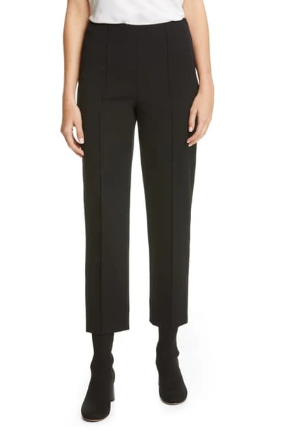 Shop Vince Pintuck Stove Pipe Cotton Blend Trousers In Black