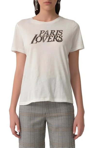 Shop Maje Terencia Paris Lovers Graphic Cotton Tee In White