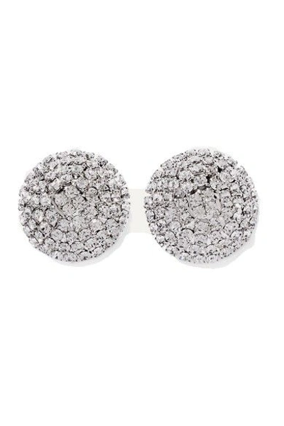 Shop Alessandra Rich Oversized Silver-tone Crystal Earrings In Not Applicable