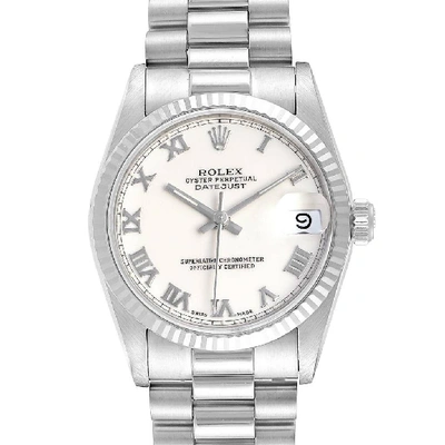 Shop Rolex President Datejust Midsize White Gold Ladies Watch 68279 In Not Applicable