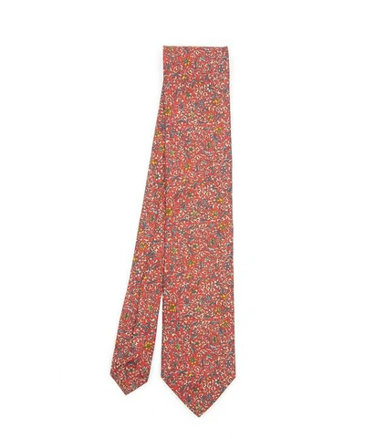 Shop Liberty London Toft Printed Silk Tie In Orange