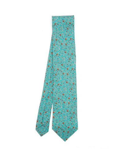 Shop Liberty London Marton Printed Silk Tie In Teal