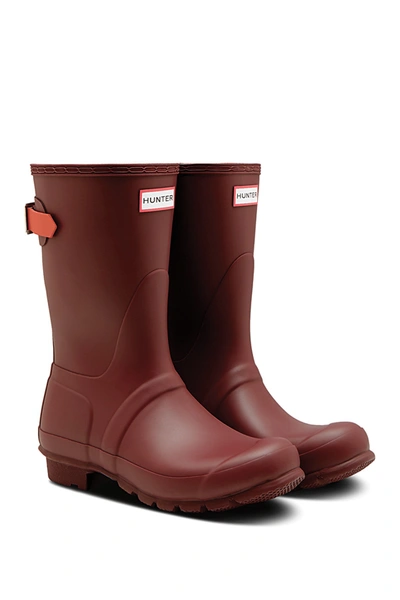 Shop Hunter Original Short Back Adjustable Waterproof Rain Boot In Rmblgrdsrn