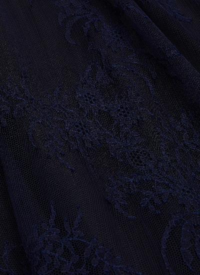 Shop Chloé 'chanti' Lace Overlay Ruffle Skirt In Blue