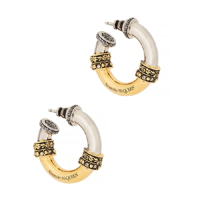 Shop Alexander Mcqueen Silver And Gold-tone Hoop Earrings