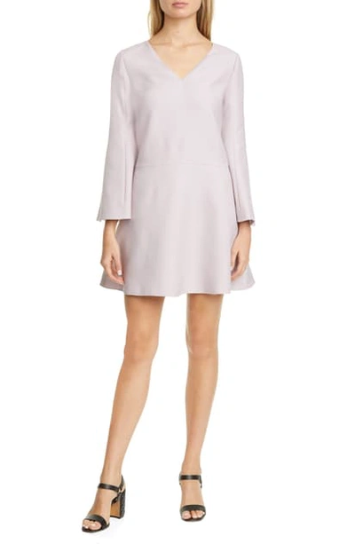 Shop Valentino Long Sleeve Crepe Couture A-line Minidress In Water Lilac