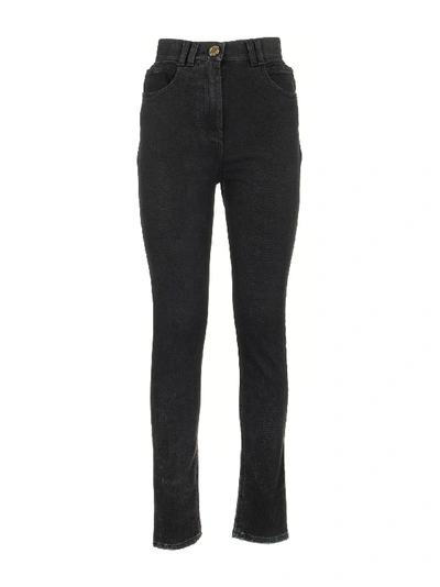 Shop Balmain High-rise Jeans Skinny Black Trousers