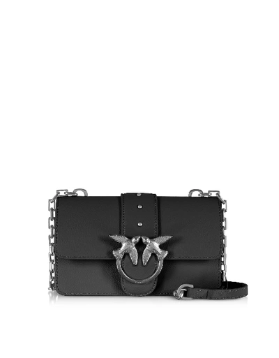 Shop Pinko Black Grainy Leather Love Mini Simply Shoulder Bag