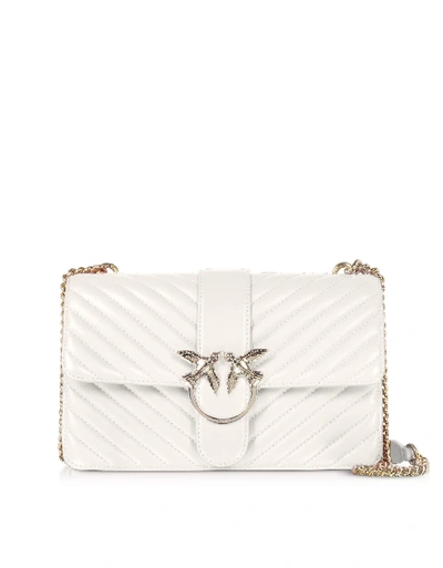 Shop Pinko Love Classic Mix White Quilted Nappa Leather Shoulder Bag