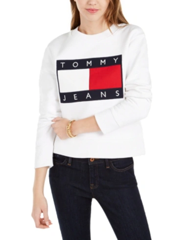 Tommy Hilfiger Tommy Jeans Flag Sweatshirt In Bright White | ModeSens
