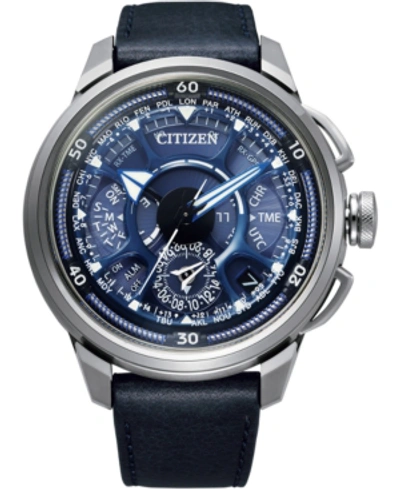 Shop Citizen Eco-drive Men's Chronograph Satellite Wave Gps F900 Blue Leather Strap Watch 49mm