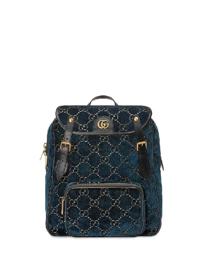 Gucci Blue Women's Small Gg Velvet Backpack In Black | ModeSens