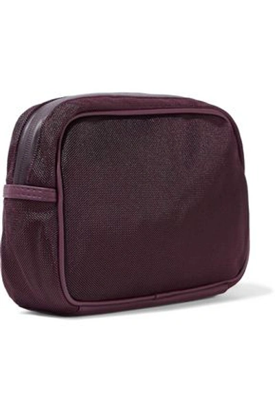 Shop Adidas By Stella Mccartney Faux Leather-trimmed Mesh Cosmetics Case In Merlot