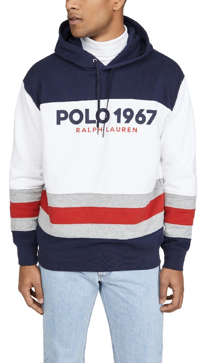 Shop Polo Ralph Lauren Magic Fleece Active Hoodie In White Multi