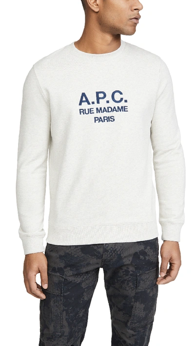 Shop A.p.c. Rufus Logo Crew Neck Sweatshirt In Paa Ecru Chine