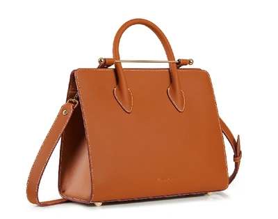 Shop Strathberry Top Handle Leather Tote Bag In Tan