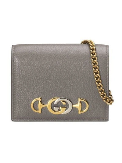 Shop Gucci Grey Women's Grey Zumi Card Case Wallet