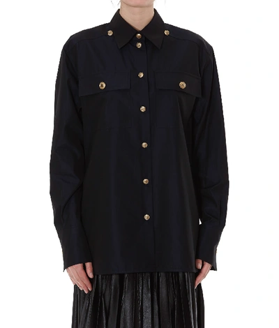 Shop Givenchy 4g Buttons Detail Popeline Shirt In Blue