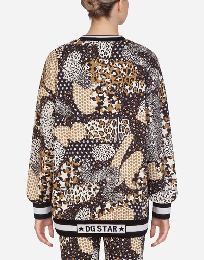 Shop Dolce & Gabbana Millennials Star Print Jersey Crew Neck Sweatshirt In Multicolored
