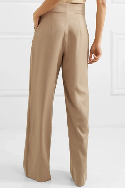 Shop Aaizél Net Sustain Wool-blend Wide-leg Pants In Beige