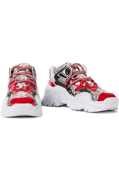 Shop N°21 Woman Patent-trimmed Leather Sneakers Red