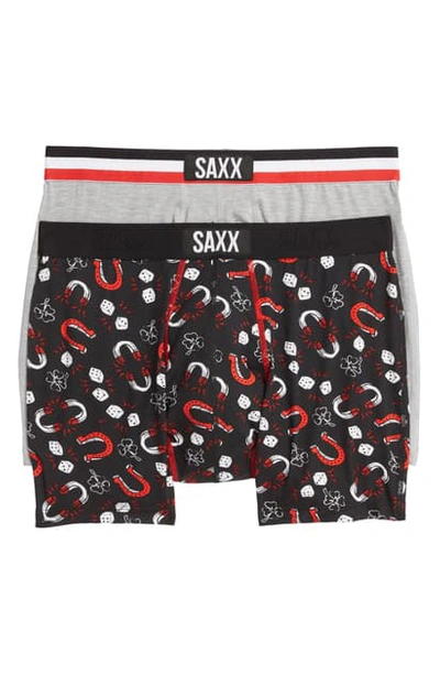 Shop Saxx 'vibe' Stretch Trunks In Red/ Black/ Grey