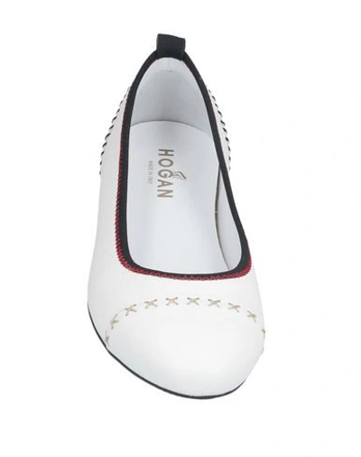 Shop Hogan Woman Ballet Flats White Size 6.5 Soft Leather, Textile Fibers