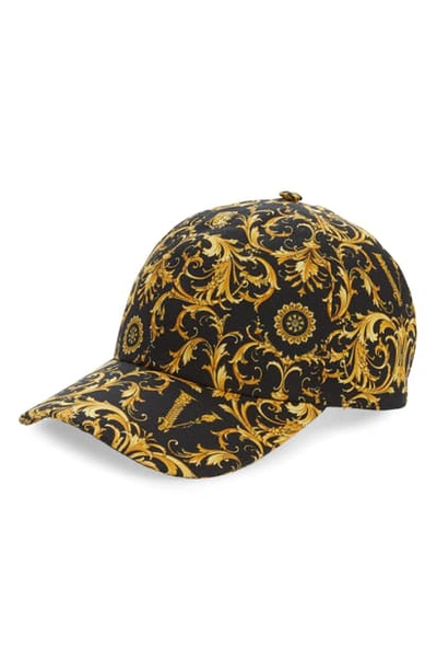 Shop Versace Barroco V Baseball Cap In Black/ Gold
