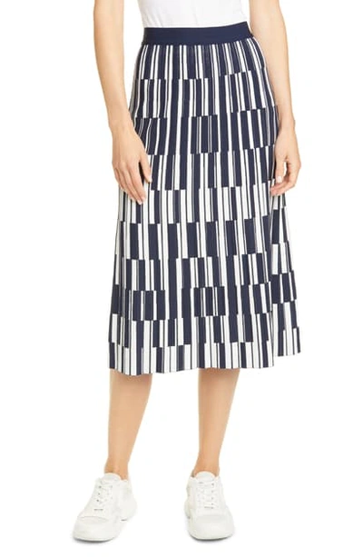 Shop Tory Sport Motley Check Pleated Tech Knit Skirt In Tory Navy Motley Checks