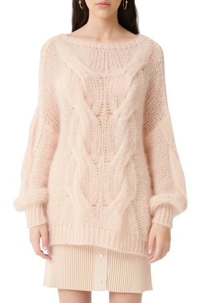 Shop Maje Cable Knit Sweater In Beige