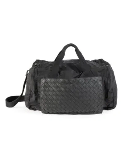 Shop Bottega Veneta Leather & Nylon Packable Duffel Bag In Black