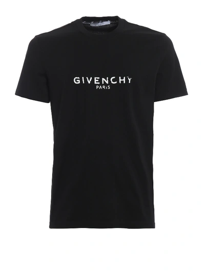 Shop Givenchy Vintage Effect Signature T-shirt In Black