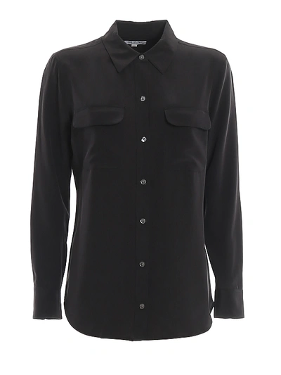 Shop Equipment Slim Signature Pure Silk Shirt In Black