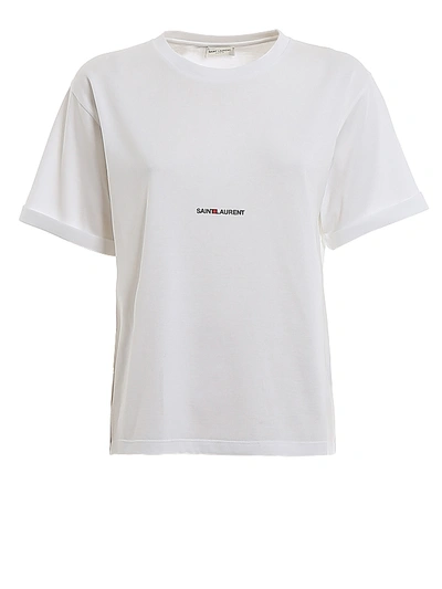 Shop Saint Laurent Logo Lettering Print T-shirt In White