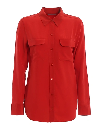 Shop Equipment Slim Signature Silk Shirt In Red