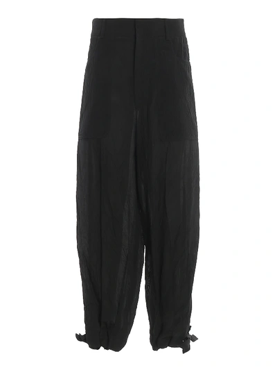 Shop Loewe Creased Effect Trousers In Black