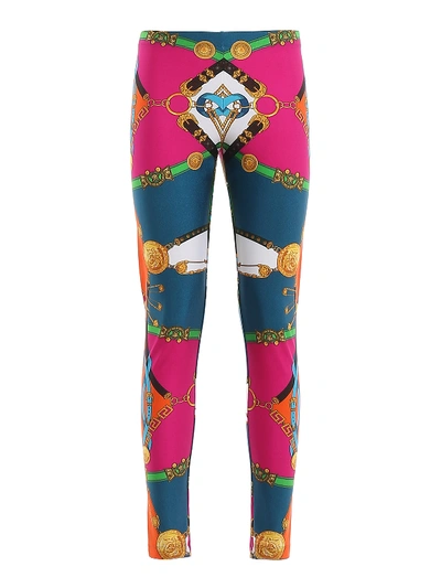 Shop Versace Barocco Rodeo Print Leggings In Multicolour