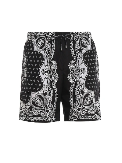 Shop Dolce & Gabbana Bandana Print Swim Shorts In Black