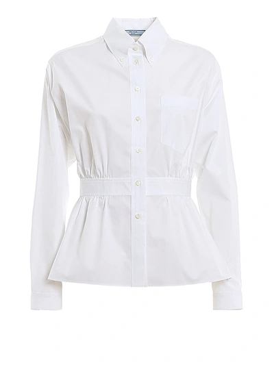 Shop Prada Egypt Poplin Shirt In White