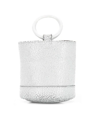 Shop Simon Miller Crackled Mini Bucket Bag In White