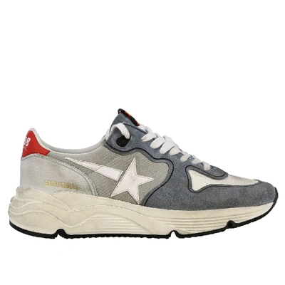 Shop Golden Goose Running Sneakers In Canvas Suede And Leather In Grey