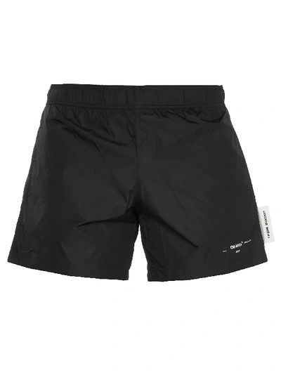 Shop Off-white Seasonal Logo Swimshorts In Black White