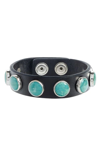 Shop Isabel Marant Sputnik Imitation Stone Leather Bracelet In Green